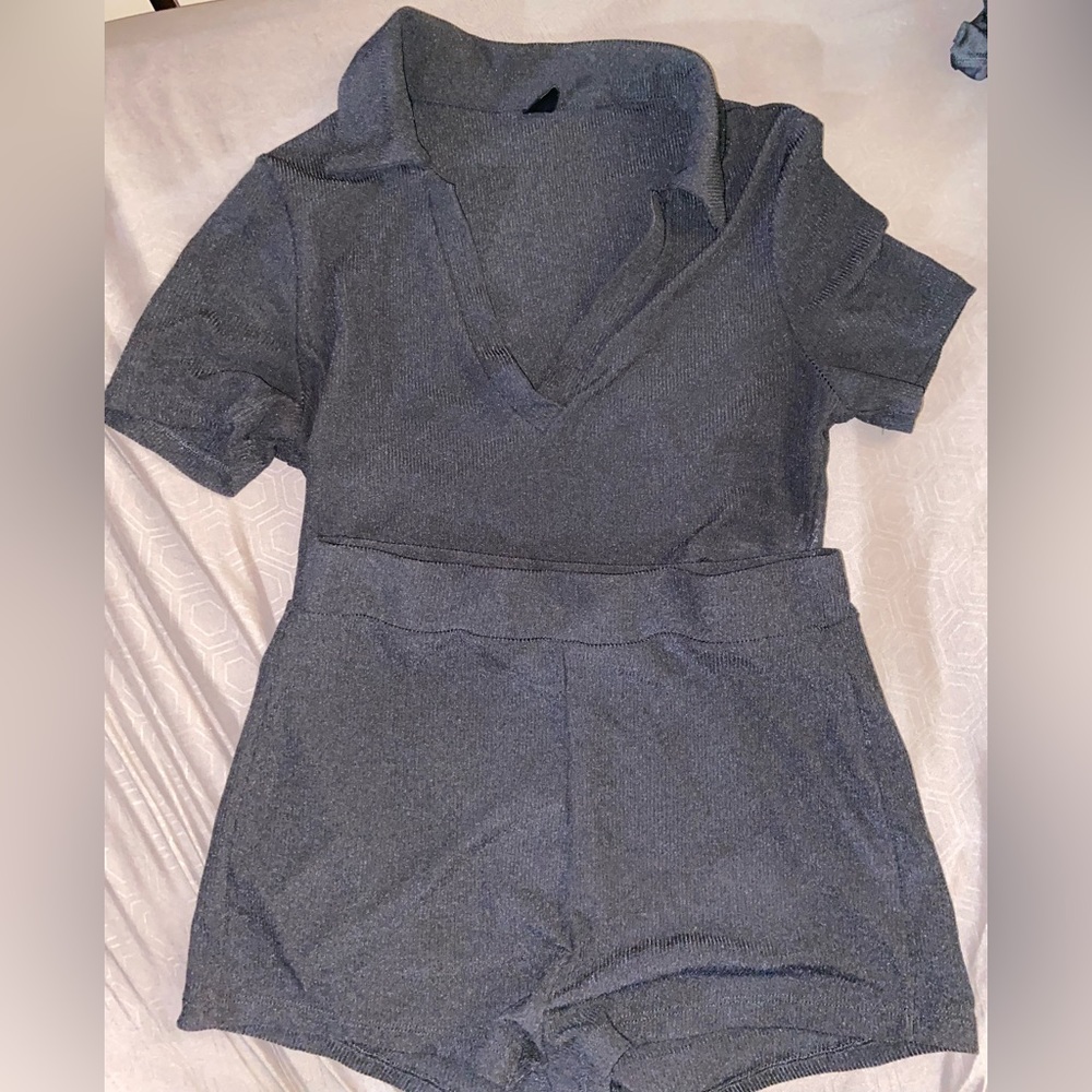 Black Crop Top Set